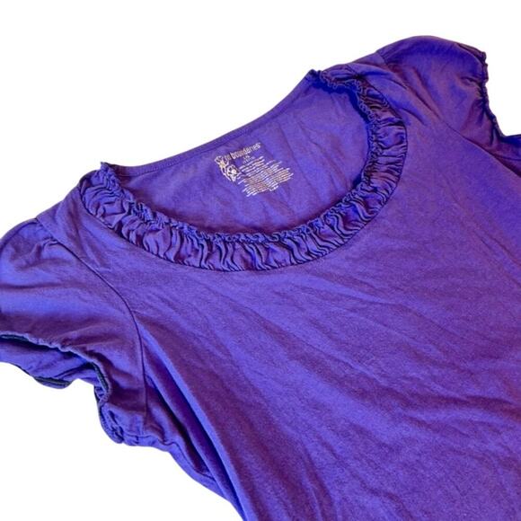 90s Y2K Style Purple Ruffle Scoop Neck Cap Sleeve Feminine Fairy Women's Large - Picture 7 of 10